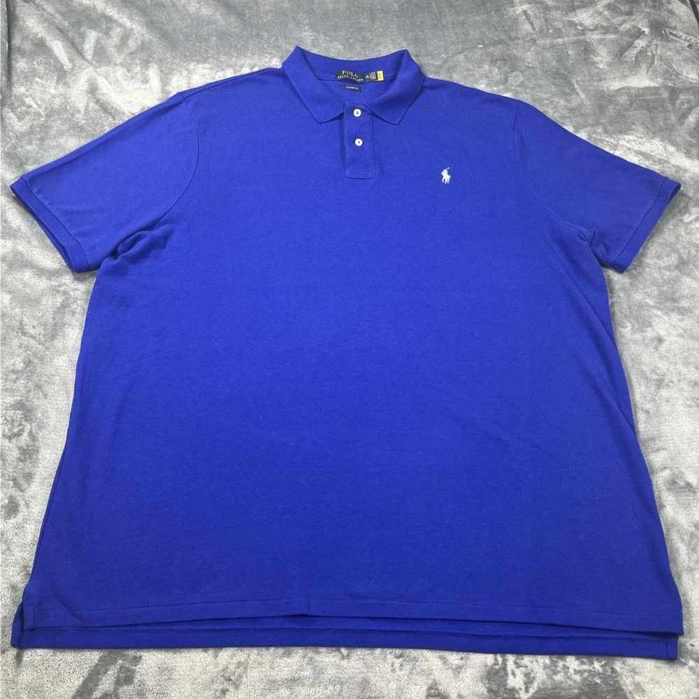Vintage Ralph Lauren Polo Shirt Mens 2XL Blue Pony Short Sleeve Y2K Knit Classic